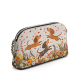 DachyCharm Floral Dachshund With Heart Leather Crossbody Bag