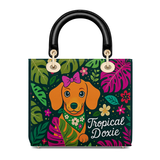 DachyCharm Tropical Doxie Lady Leather Bag