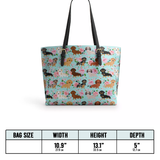 DachyCharm Doxie Garden Leather Tote Bag