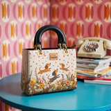 DachyCharm Floral Dachshund With Heart Personalized Lady Leather Bag