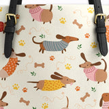 DachyCharm Doxie Whimsy Leather Tote Bag