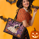 DachyCharm Ghostly Whiskers Leather Tote Bag