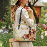 DachyCharm Sunny Meadow Personalized Leather Tote Bag
