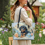 DachyCharm Blue Nest Leather Tote Bag