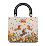 DachyCharm Floral Dachshund With Heart Personalized Lady Leather Bag