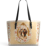 DachyCharm Golden Bloom Leather Tote Bag