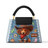DachyCharm COWBOY DOXIE PERSONALIZED Leather Satchel Bag