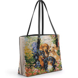 DachyCharm Garden Bliss Personalized Leather Tote Bag
