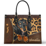 DachyCharm Sassy Doxie Personalized Leather Bag