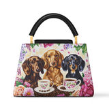 DachyCharm Weenie Coffee Leather Satchel Bag