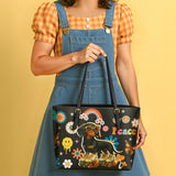 DachyCharm Groovy Doxie Vibes Leather Tote Bag