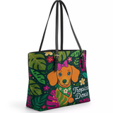DachyCharm Tropical Doxie Leather Tote Bag