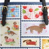 DachyCharm Berry Doxie Quilt Leather Tote Bag