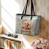 DachyCharm Velvet Throne Leather Tote Bag