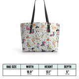 DachyCharm Floral Parade Personalized Leather Tote Bag