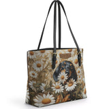 DachyCharm Daisy Bloom Personalized Leather Tote Bag