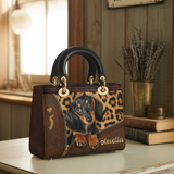DachyCharm Sassy Doxie Personalized Lady Leather Bag