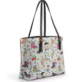 DachyCharm Floral Parade Personalized Leather Tote Bag