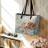 DachyCharm Peach Bloom Personalized Leather Tote Bag