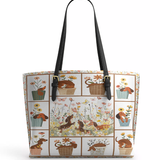 DachyCharm Paws Garden Leather Tote Bag