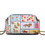 DachyCharm Berry Doxie Quilt Leather Crossbody Bag