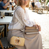 DachyCharm Golden Bloom Leather Crossbody Bag