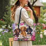 DachyCharm Weenie Coffee Leather Tote Bag
