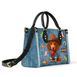 DachyCharm Cowboy Doxie Personalized Leather Bag