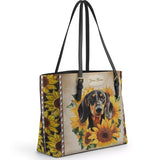 DachyCharm Sunbeam Pup Personalized Leather Tote Bag