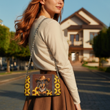 DachyCharm Sunflower Cowboy Leather Crossbody Bag
