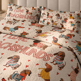DachyCharm Dachshund Lovely Delight Quilt 3-Piece Set
