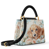 DachyCharm PEACH BLOOM PERSONALIZED Leather Satchel Bag