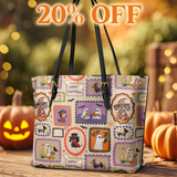 DachyCharm Spooky Pup Parade Leather Tote Bag