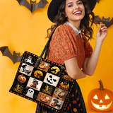 DachyCharm Witchy Doxie Night Leather Tote Bag