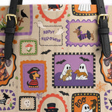 DachyCharm Spooky Pup Parade Leather Tote Bag