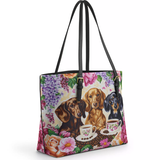 DachyCharm Weenie Coffee Leather Tote Bag