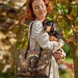 DachyCharm Daisy Crown Leather Tote Bag