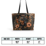 DachyCharm Midnight Petal Personalized Leather Tote Bag