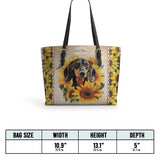DachyCharm Sunbeam Pup Personalized Leather Tote Bag