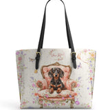 DachyCharm Royal Bloom Personalized Leather Tote Bag