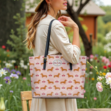 DachyCharm Pink Pupcake Leather Tote Bag