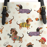 DachyCharm Dachshund Troupe Leather Tote Bag
