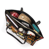 DachyCharm Witchy Doxie Night Leather Tote Bag