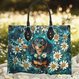 DachyCharm Daisy Meadow Doxie Leather Bag