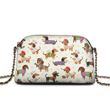 DachyCharm Dachshund Troupe Leather Crossbody Bag