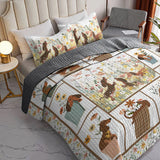 DachyCharm Flowers Dachshunds Quilt 3-Piece Set