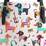 DachyCharm Dachshund Disco Leather Tote Bag