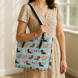 DachyCharm Doxie Garden Leather Tote Bag