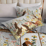 DachyCharm Flowers Dachshunds Quilt 3-Piece Set