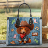 DachyCharm Cowboy Doxie Personalized Leather Bag